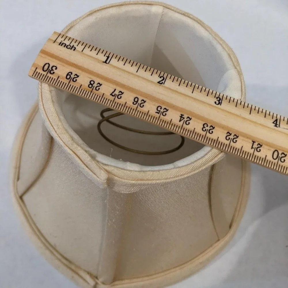 Set of 5 Cream Faux Silk Bell Chandelier Lamp Shades Clip On 5 Inch Off White